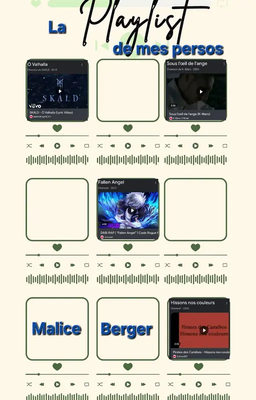 La playlist de mes persos