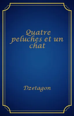Quatre peluches et un chat