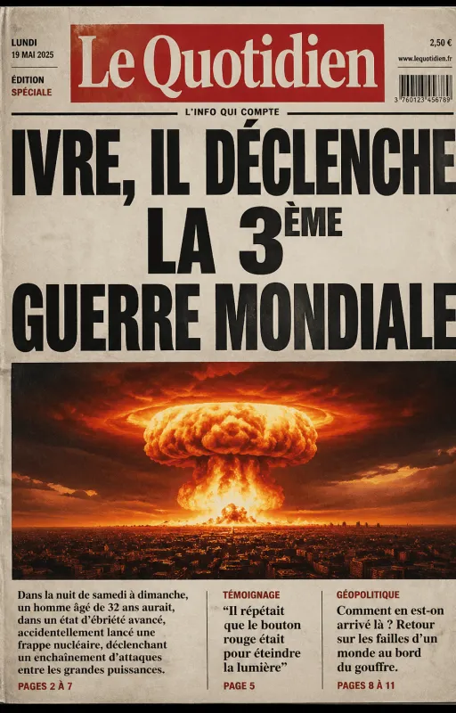 Ivre, il déclenche la troisième guerre mondiale !